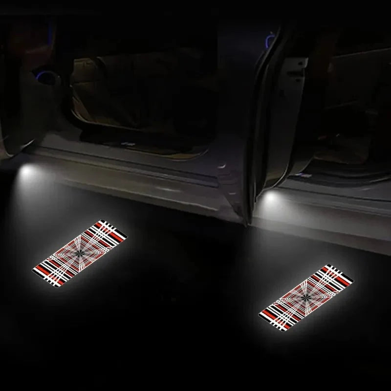 Plaid Projector Lights Model Ultra-Bright Puddle Lights Welcome Door Lamps For Tesla Model 3 Y S X (2 Pcs)