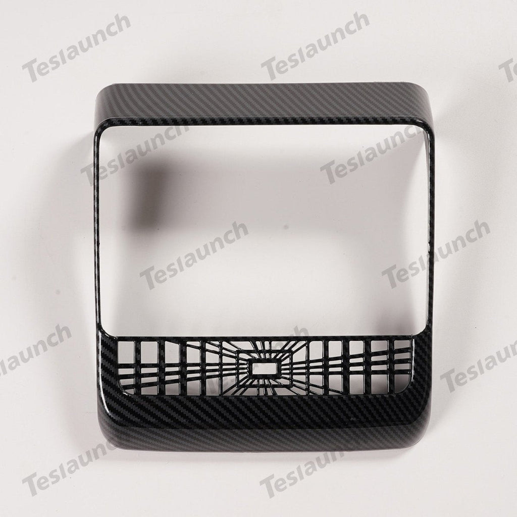 Plaid Rear Air Vent Screen Protector Frame (Carbon Fiber Pattern ABS) for Tesla Model Y Juniper 2025+