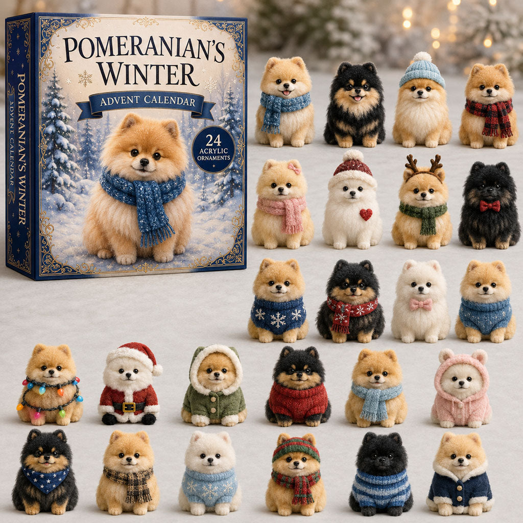 Pomeranian Advent Calendar 2026 - 24 Pomeranian Christmas Ornaments