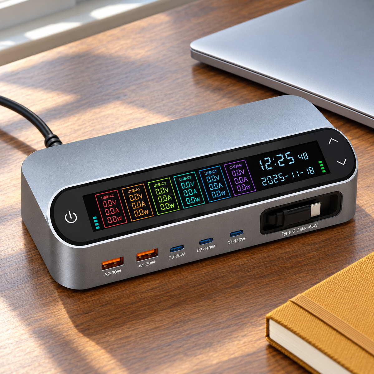 Portline LCD Desktop GaN Charging Station