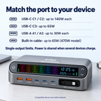 Portline LCD Desktop GaN Charging Station