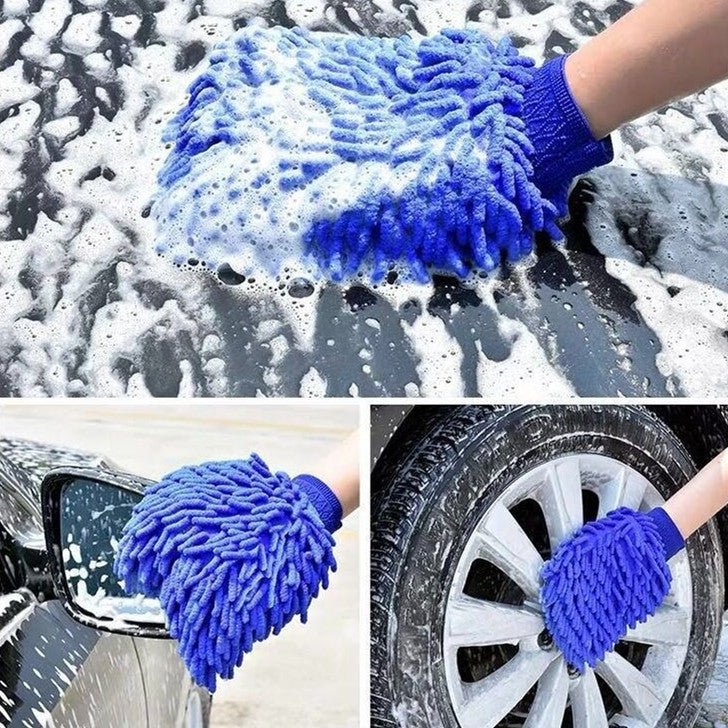 Premium Chenille Car Wash Gloves (2-Pack) | Scratch-Free | Super Absorbent | 3 Colors