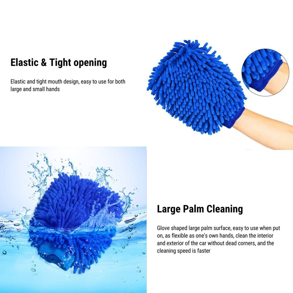 Premium Chenille Car Wash Gloves (2-Pack) | Scratch-Free | Super Absorbent | 3 Colors