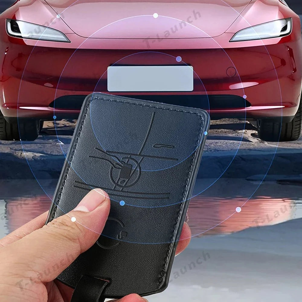 Premium Genuine Leather Key Card Holder for Tesla Model 3/Y (2017+)