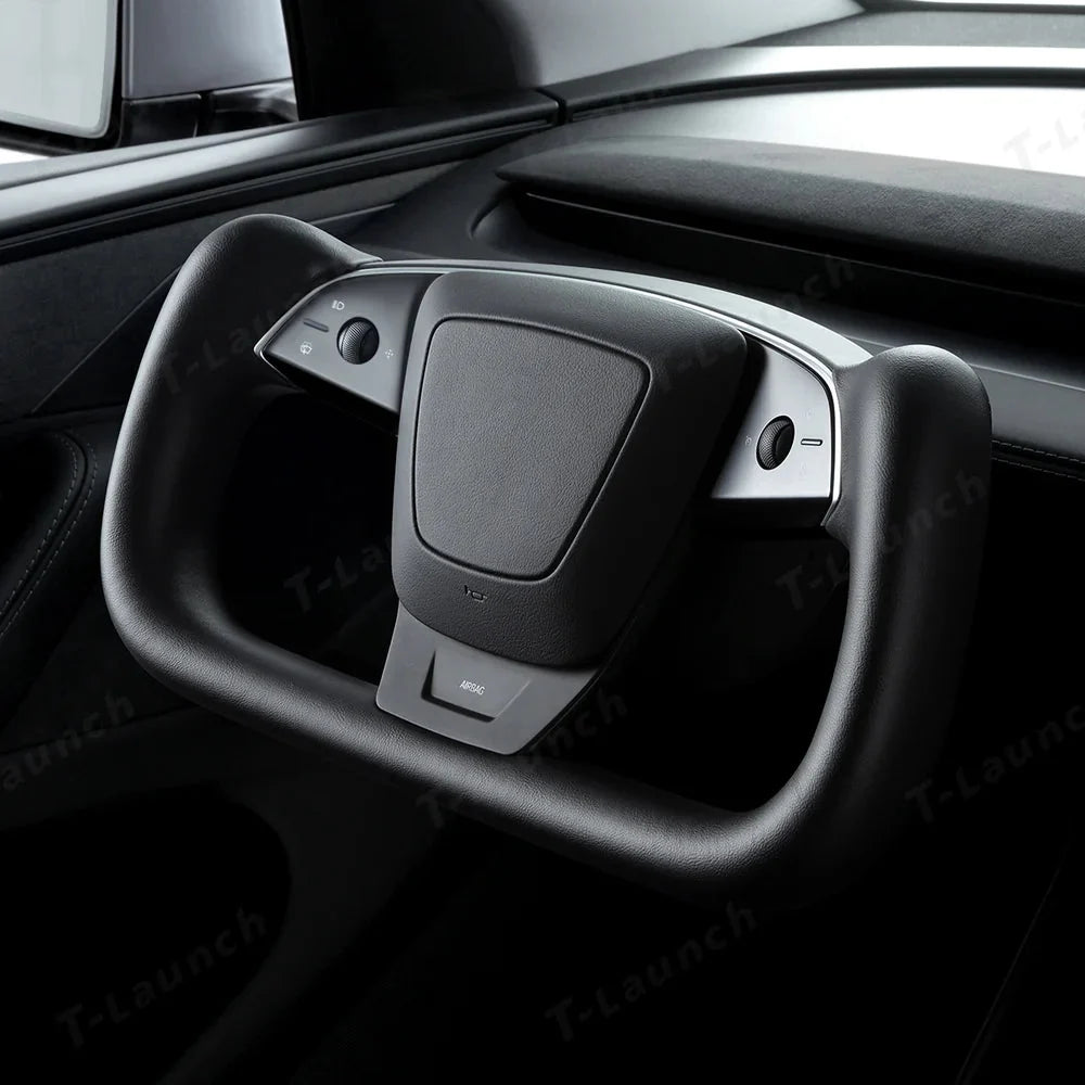 Premium Nappa Leather Yoke Steering Wheel for Tesla Model Y Juniper & Model 3 Highland– Inspired by Model S/X
