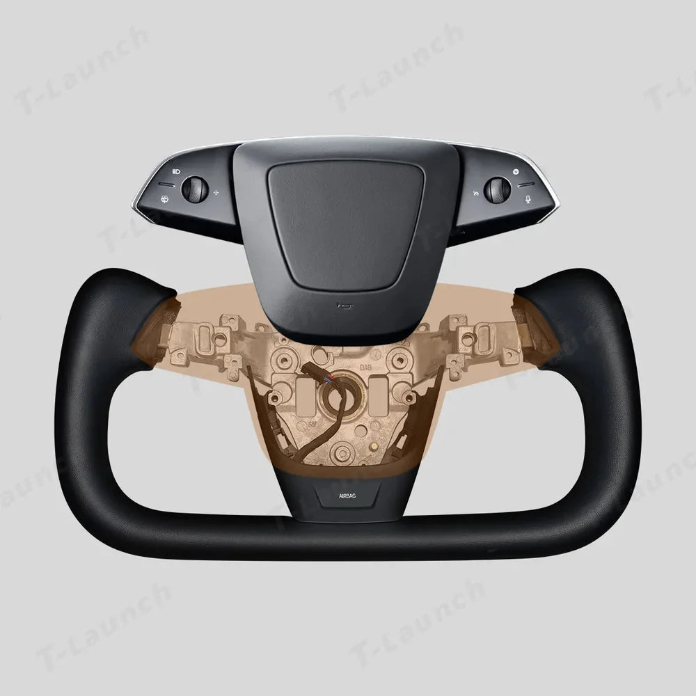 Premium Nappa Leather Yoke Steering Wheel for Tesla Model Y Juniper & Model 3 Highland– Inspired by Model S/X