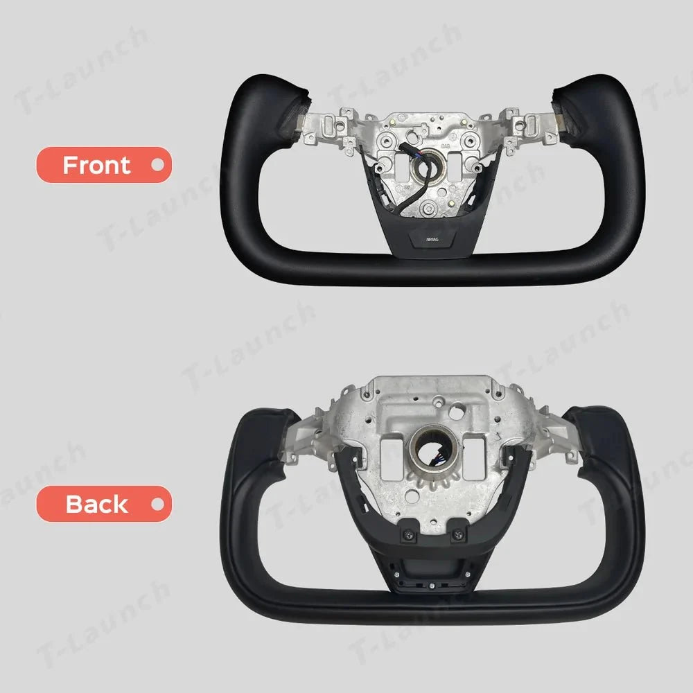Premium Nappa Leather Yoke Steering Wheel for Tesla Model Y Juniper & Model 3 Highland– Inspired by Model S/X