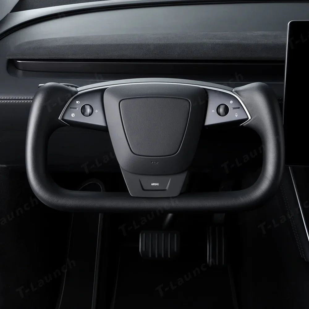 Premium Nappa Leather Yoke Steering Wheel for Tesla Model Y Juniper & Model 3 Highland– Inspired by Model S/X