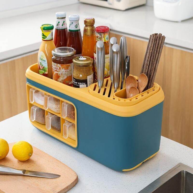 Multifunctional Kitchen Silverware Grain Storage Organizer