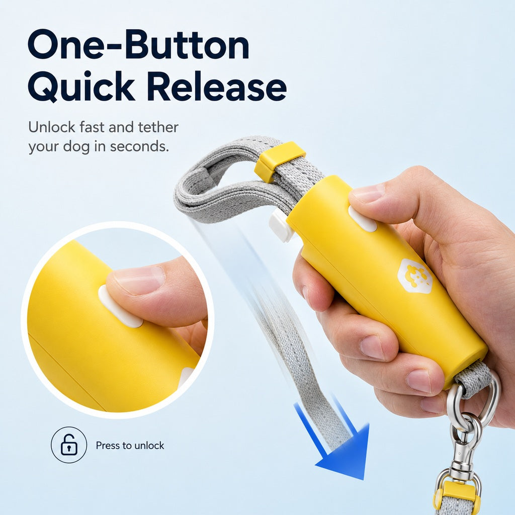 MirokenQuick-Tether Dog Leash for Cafes, Patios & Parks - Keep Your Dog Close Hands-Free