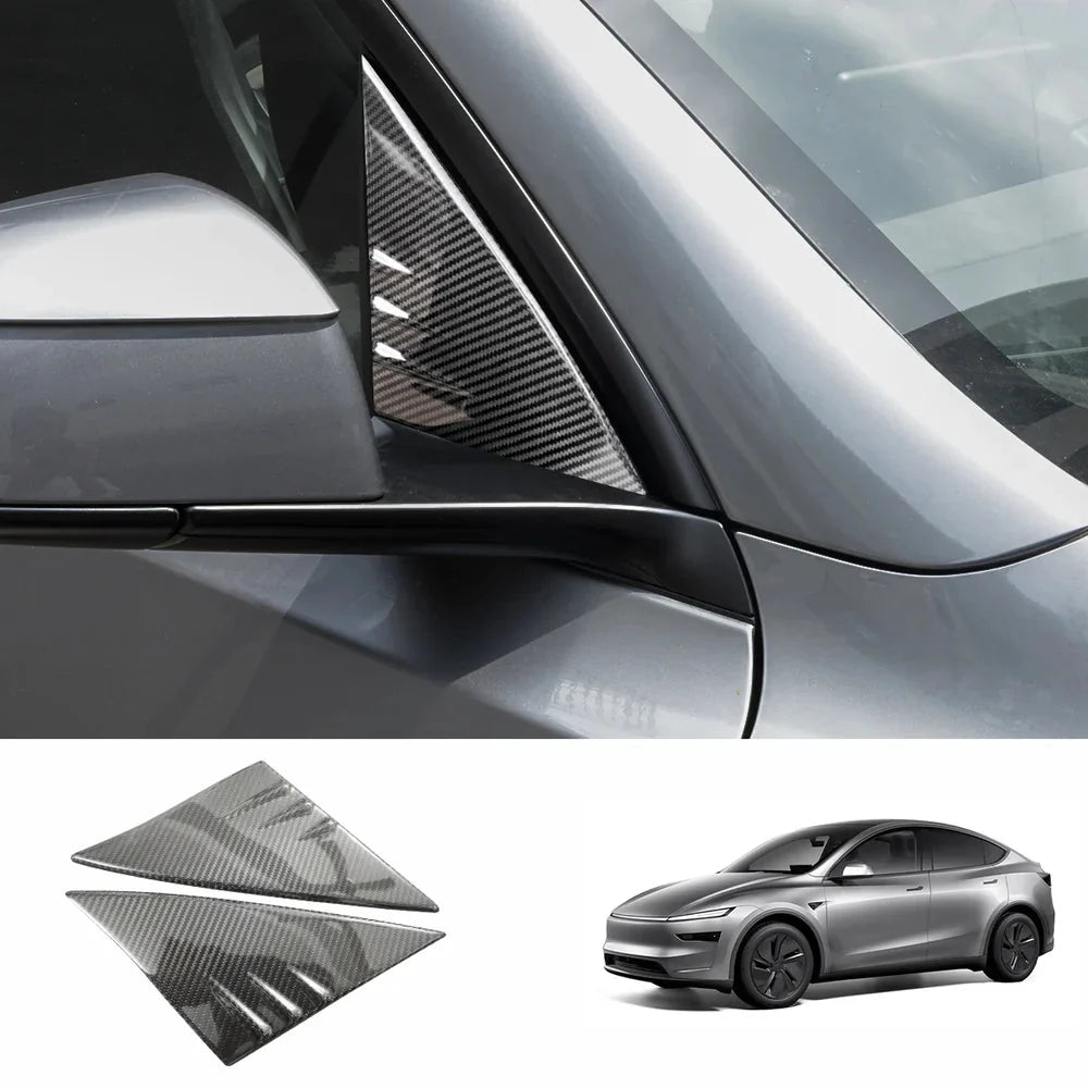 [Real Carbon Fiber] A-Pillar Triangle Window Cover Trim for Tesla Model Y Juniper 2025+