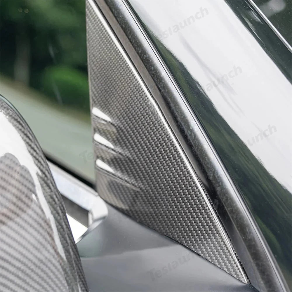 [Real Carbon Fiber] A-Pillar Triangle Window Cover Trim for Tesla Model Y L 2026+
