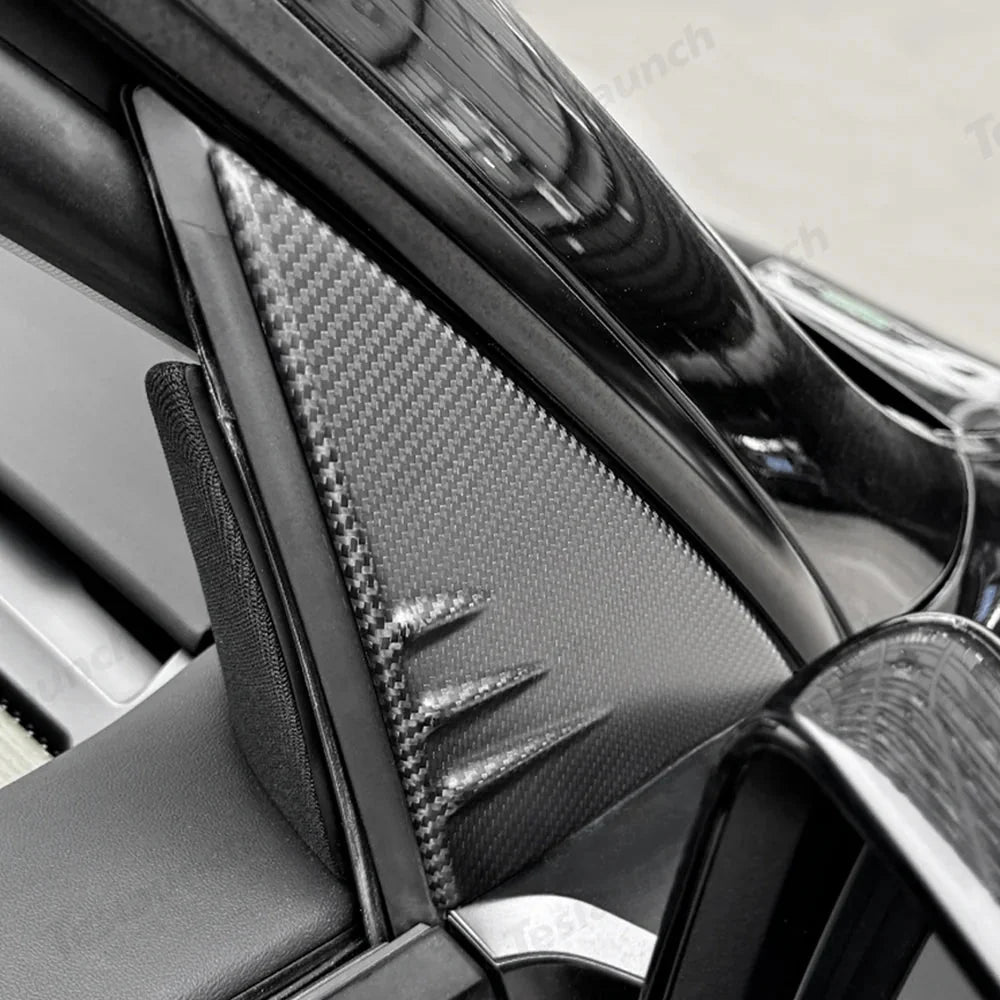 [Real Carbon Fiber] A-Pillar Triangle Window Cover Trim for Tesla Model Y L 2026+
