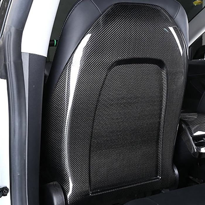 [Real Carbon Fiber] Backseat Cover, Rear Seat Back Overlay for Tesla Model 3/Y (1 Pair) (2017-2023)