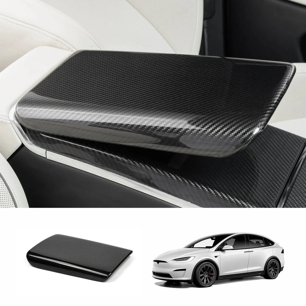 [Real Carbon Fiber] Center Console Armrest Overlay for Model X/S 2021+