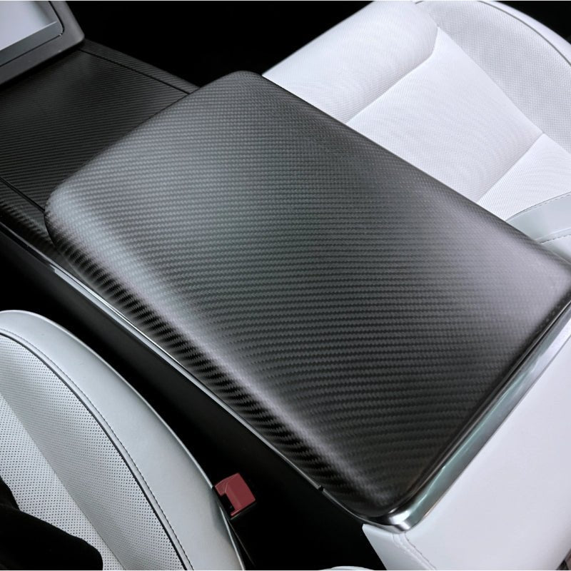 [Real Carbon Fiber] Center Console Armrest Overlay for Model X/S 2021+