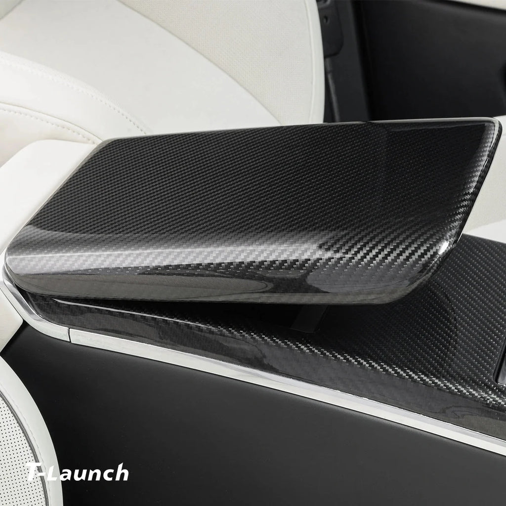 [Real Carbon Fiber] Center Console Armrest Overlay for Model X/S 2021+