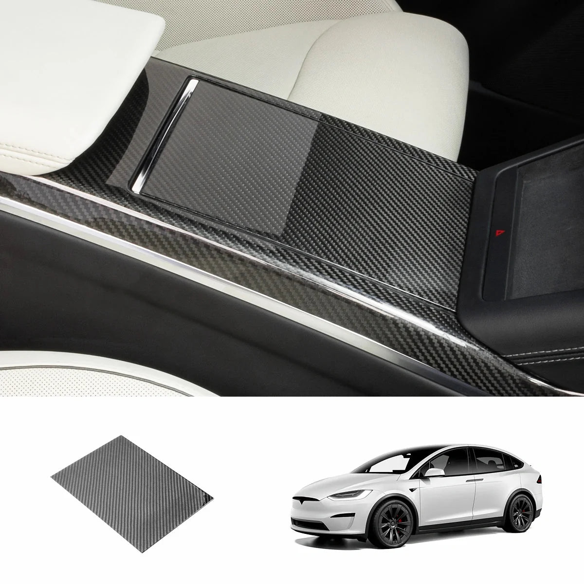 [Real Carbon Fiber] Center Console Cover Kit For Model X 2021+