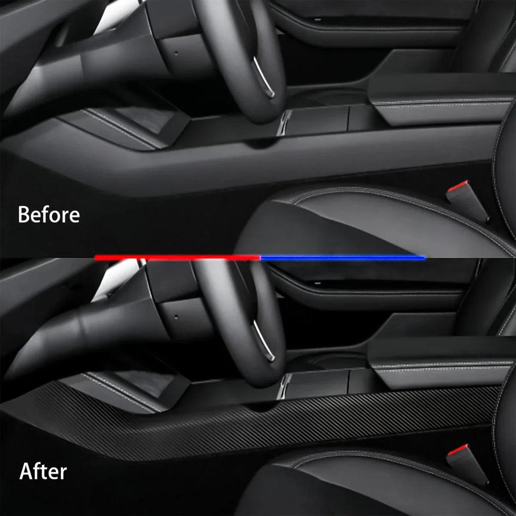 [Real Carbon Fiber] Center Console Side Interior Trim Panel For Tesla 2024+ Model 3 Highland
