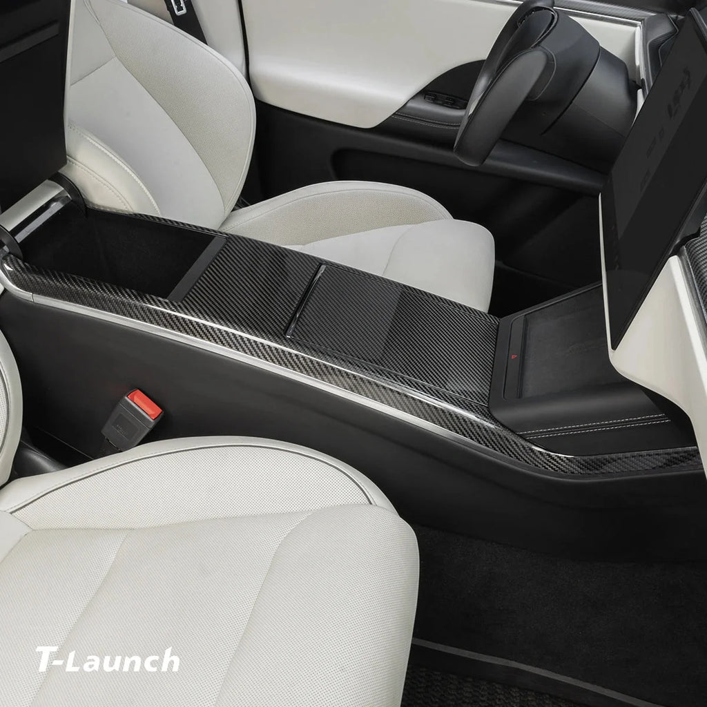 [Real Carbon Fiber] Center Console Side Trim Cover For Model X 2021+