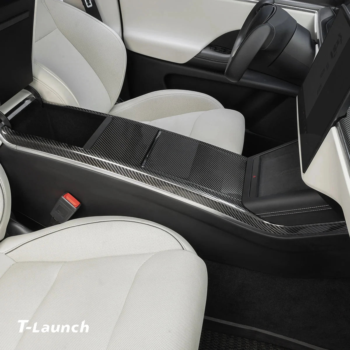 [Real Carbon Fiber] Center Console Side Trim Cover For Model X 2021+