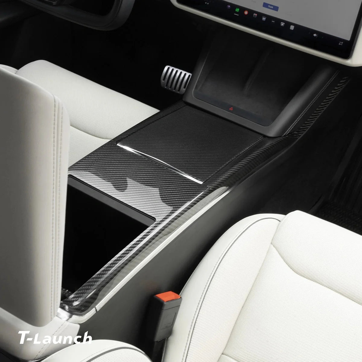 [Real Carbon Fiber] Center Console Side Trim Cover For Model X 2021+