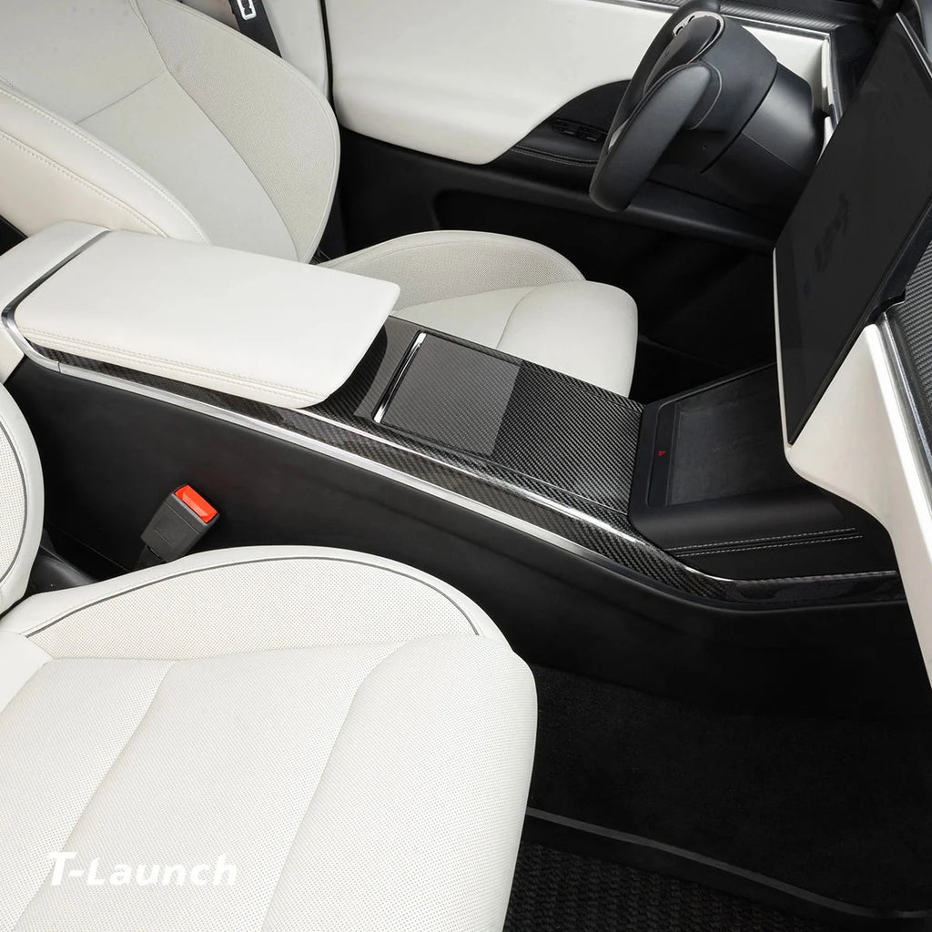 [Real Carbon Fiber] Center Console Side Trim Cover For Model X 2021+
