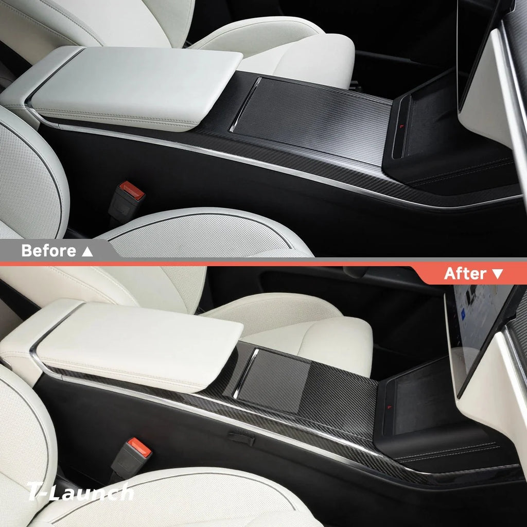 [Real Carbon Fiber] Center Console Side Trim Cover For Model X 2021+