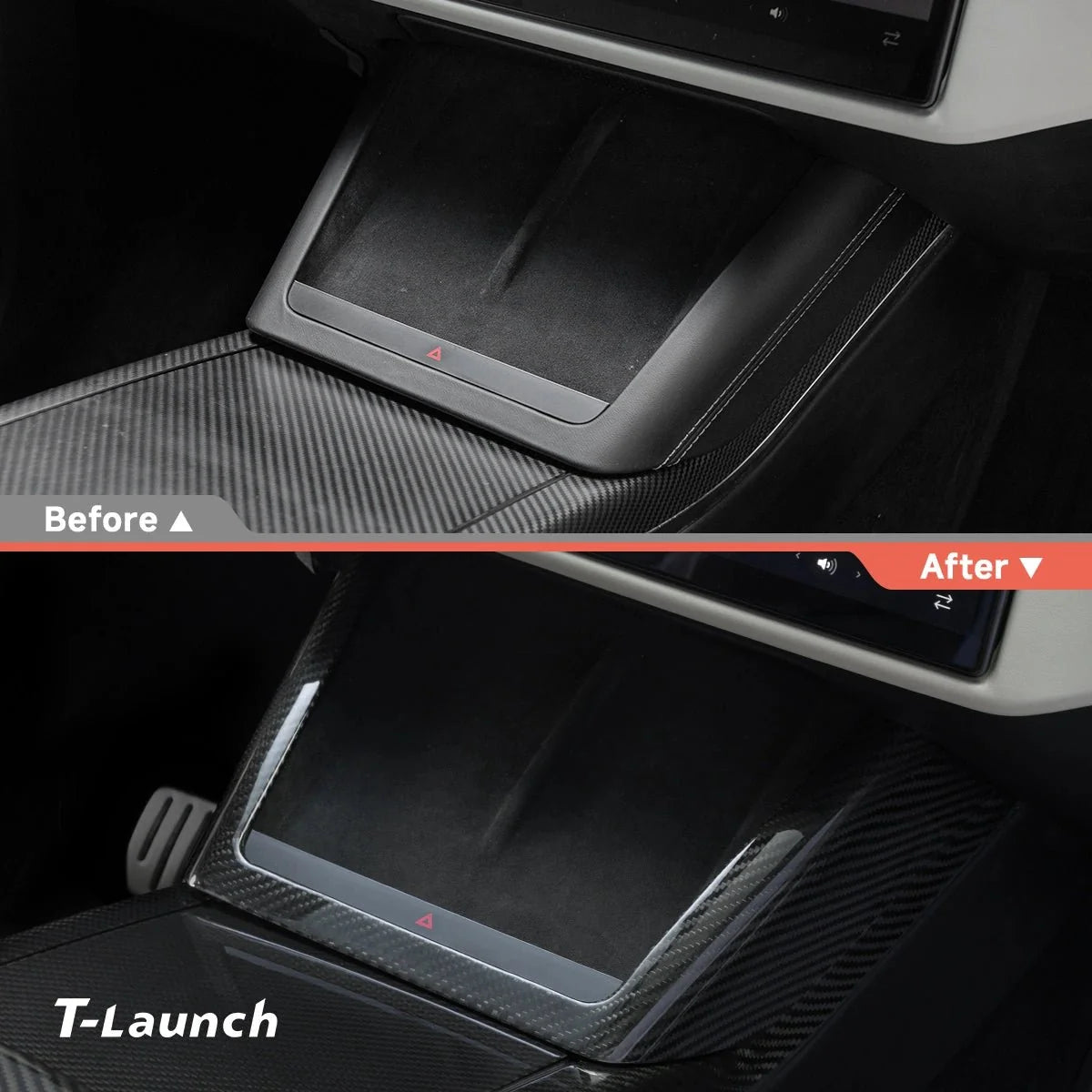[Real Carbon Fiber] Central Control Charging Frame Cover For Model X 2021+