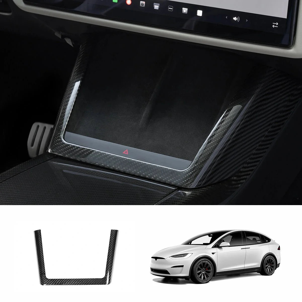 [Real Carbon Fiber] Central Control Charging Frame Cover For Model X 2021+