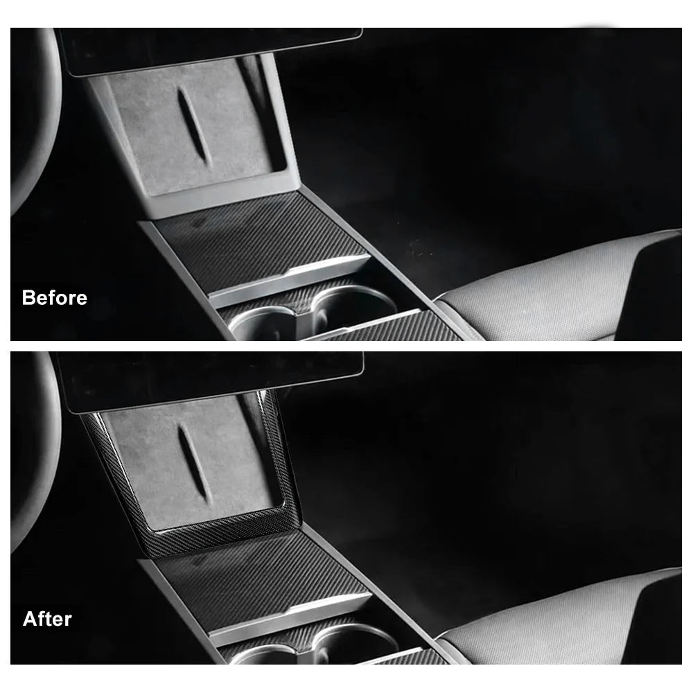[Real Carbon Fiber] Central Control Charging Frame Cover for Tesla Model 3 Highland Standard 2025+