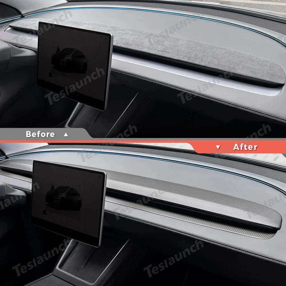 [Real Carbon Fiber] Dashboard Vent Trim for Tesla Model Y Juniper 2025+