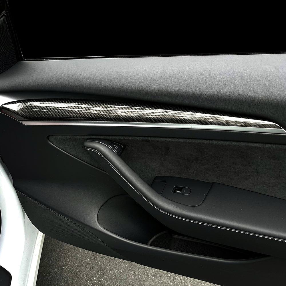 [Real Carbon Fiber] Door Trim Cover For Tesla Model 3, Front Door Trim Panel Caps (2 Pcs)