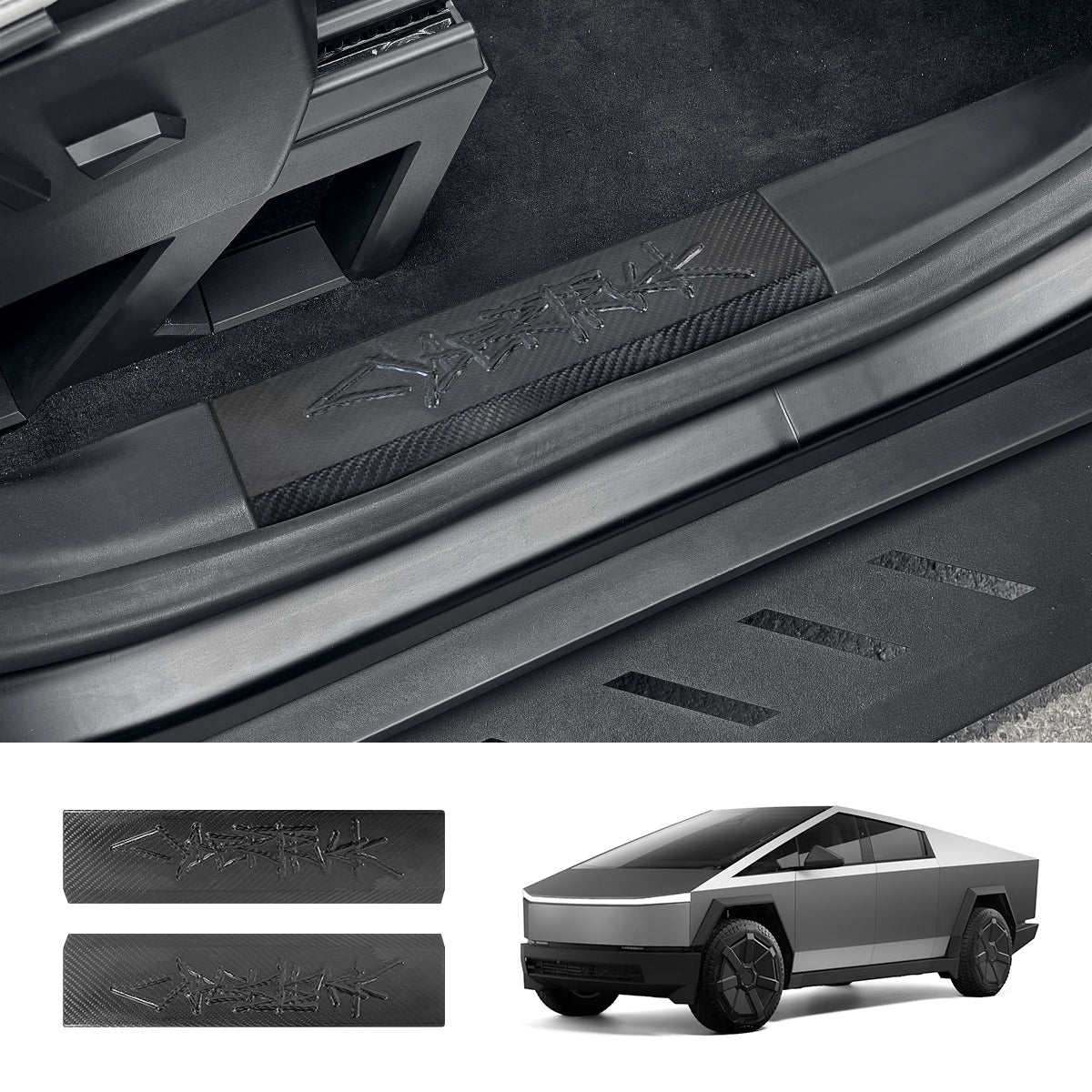 [Real Carbon Fiber] Front Door Sill Protector for Tesla Cybertruck (2 Pcs)