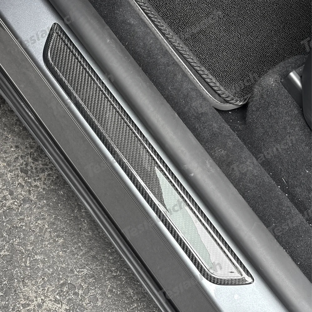 [Real Carbon Fiber] Front Door Sill Protectors for Tesla Model Y Juniper 2025+ (2PCS)