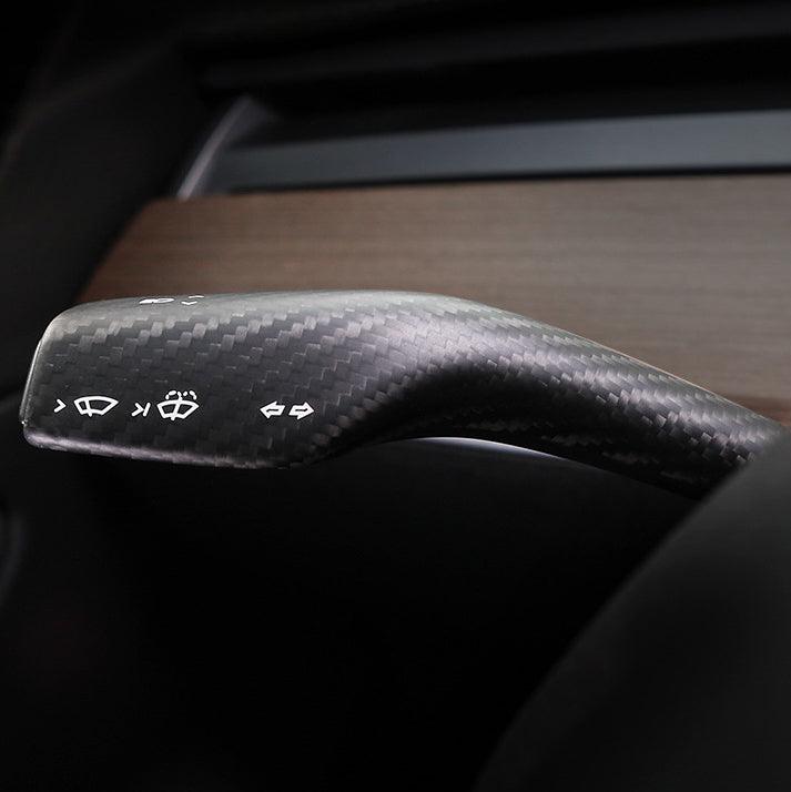 [Real Carbon Fiber] Gear Shift Cover, Turn Signal Stalk Covers for Tesla Model 3/Y (2017-2023)(2 Pcs)