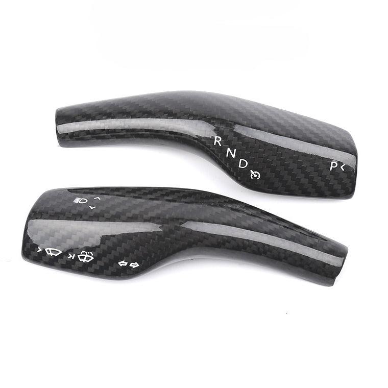 [Real Carbon Fiber] Gear Shift Cover, Turn Signal Stalk Covers for Tesla Model 3/Y (2017-2023)(2 Pcs)