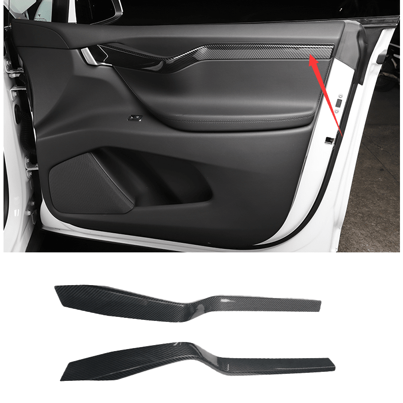 [Real Carbon Fiber] Inner Door Panel Trim Strips For Tesla Model X (2014-2020)