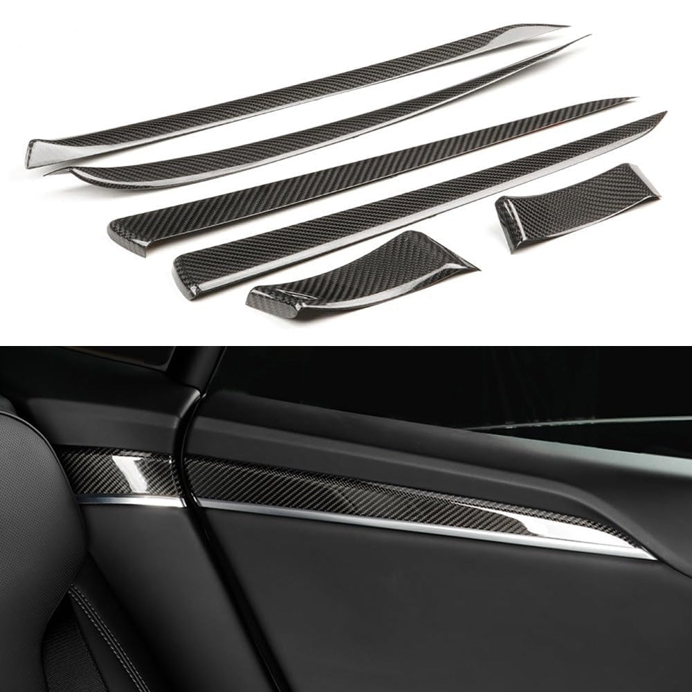[Real Carbon Fiber] Inner Door Trim Cover for Tesla Model S 2022+