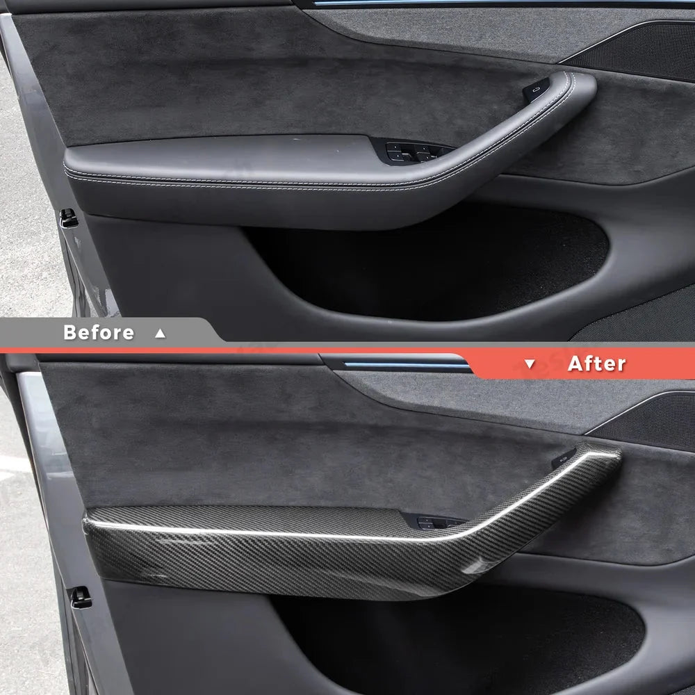 [Real Carbon Fiber] Interior Door Armrest Trim Covers for Tesla Model Y Juniper 2025+ (4PCS)