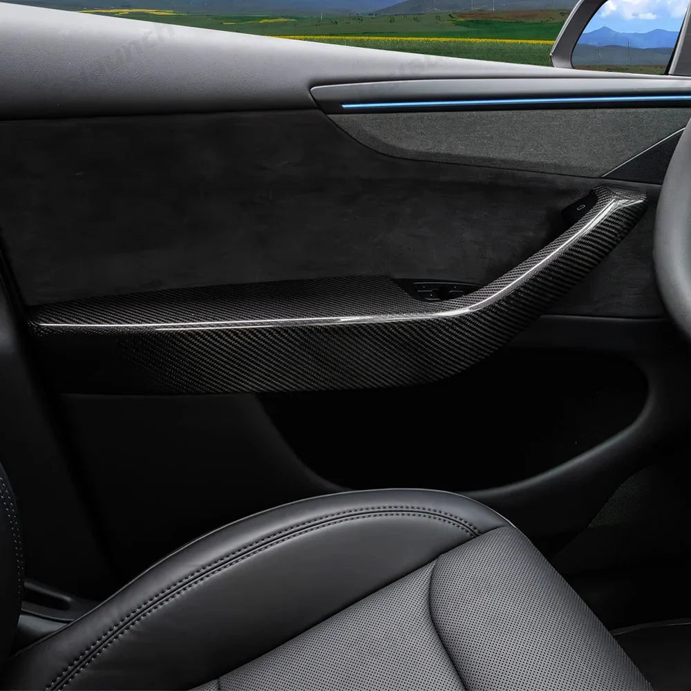 [Real Carbon Fiber] Interior Door Armrest Trim Covers for Tesla Model Y Juniper 2025+ (4PCS)