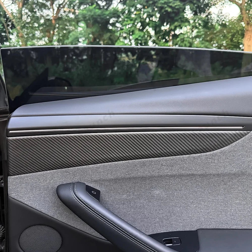 [Real Carbon Fiber] Interior Door Panel Trim Cover for Tesla Model Y Juniper 2025+
