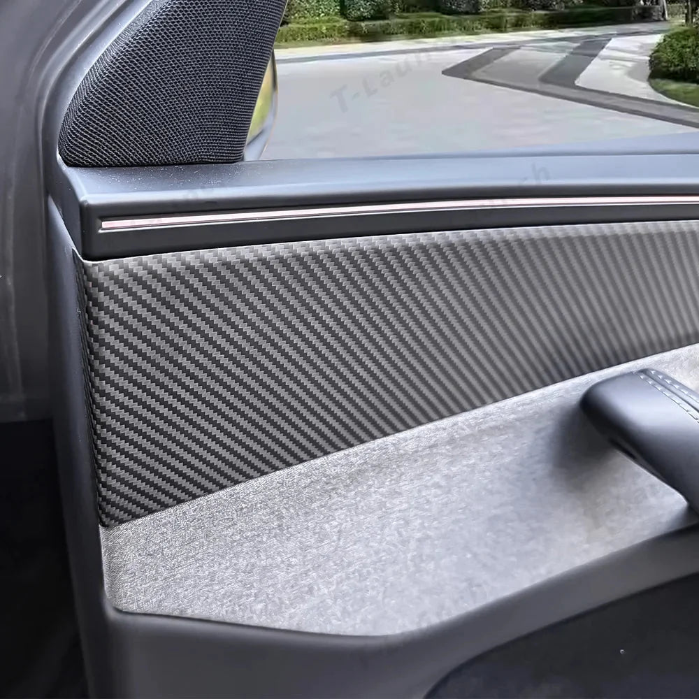 [Real Carbon Fiber] Interior Door Panel Trim Cover for Tesla Model Y Juniper 2025+
