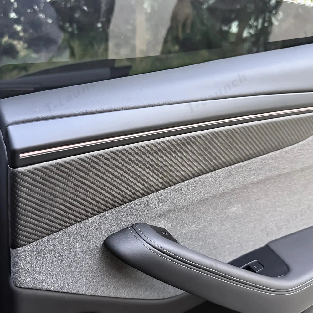 [Real Carbon Fiber] Interior Door Panel Trim Cover for Tesla Model Y Juniper 2025+