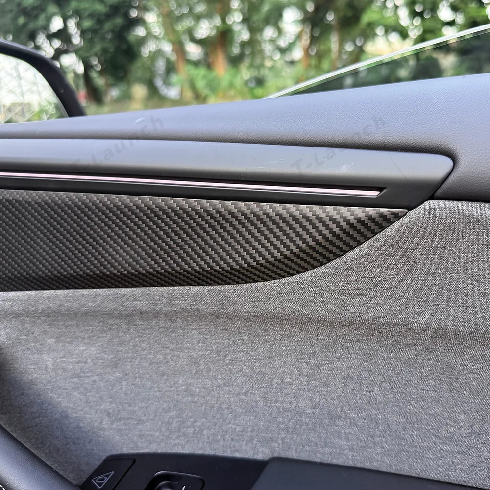 [Real Carbon Fiber] Interior Door Panel Trim Cover for Tesla Model Y Juniper 2025+