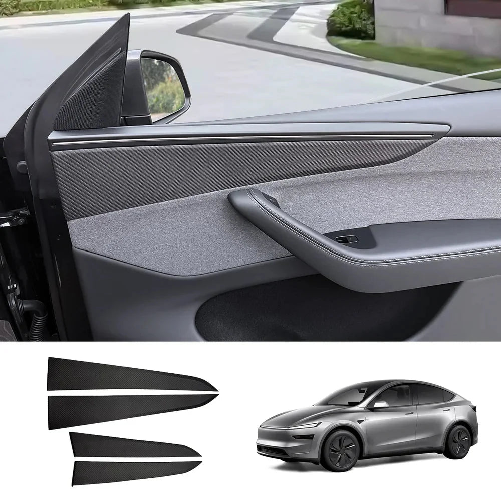 [Real Carbon Fiber] Interior Door Panel Trim Cover for Tesla Model Y Juniper 2025+
