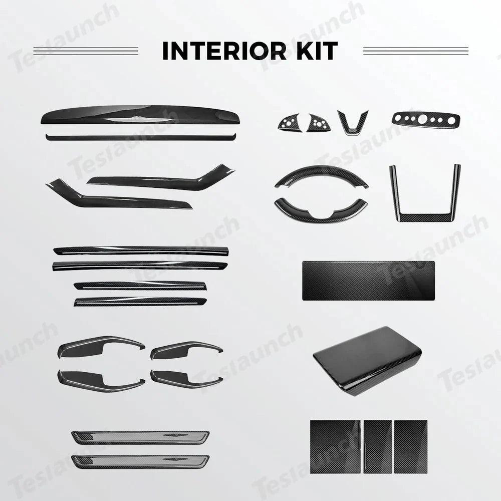 [Real Carbon Fiber] Interior & Exterior Upgrade Kit for Tesla Model Y Juniper 2025+