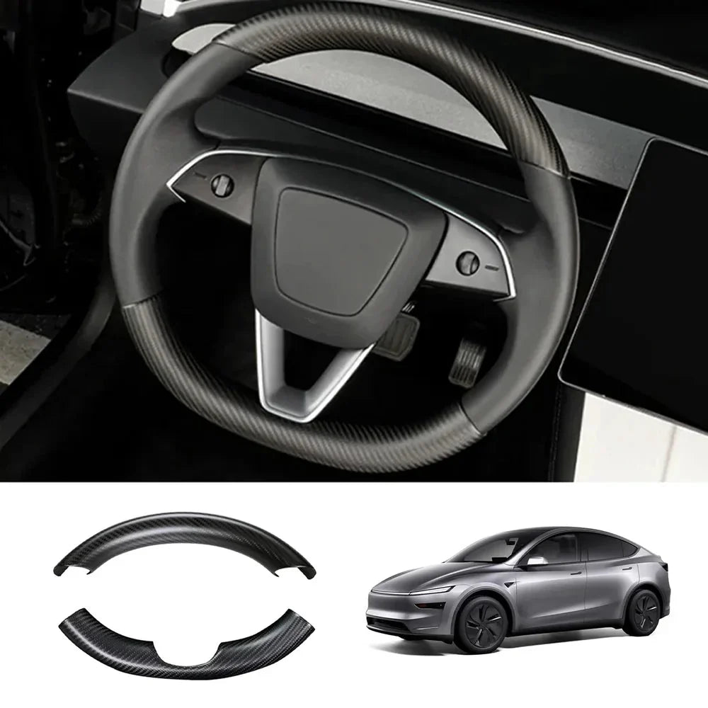 [Real Carbon Fiber] Steering Wheel Caps Cover for Tesla Model Y Juniper 2025+