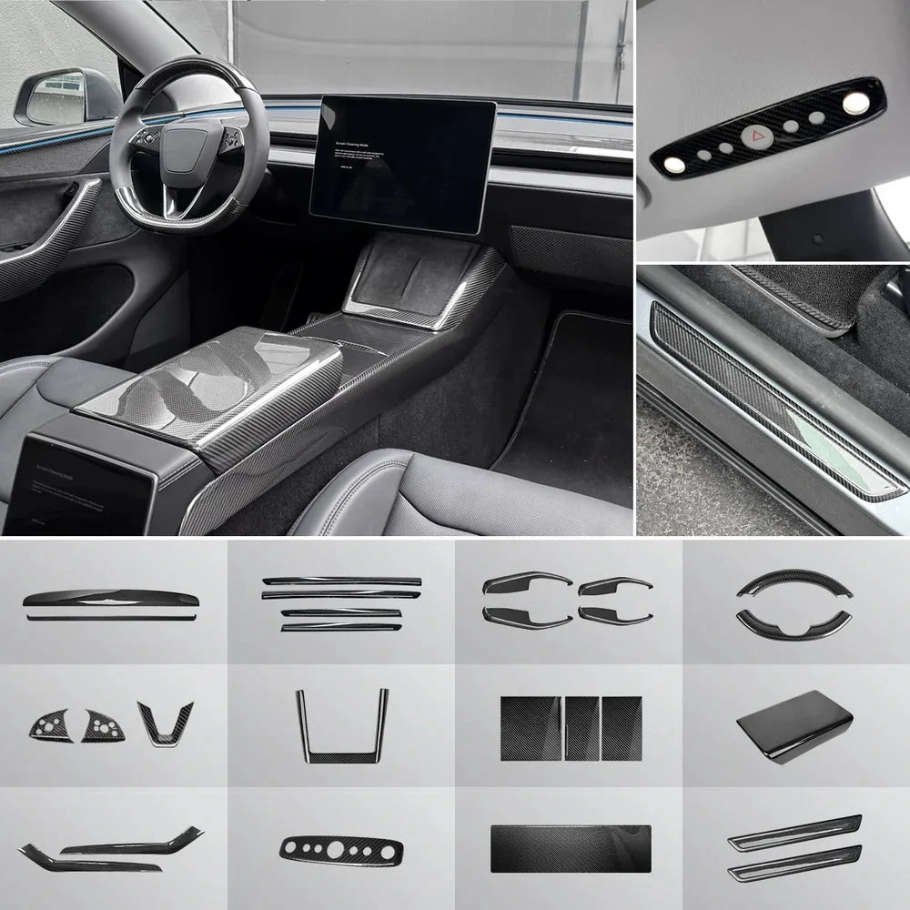 [Real Carbon Fiber] Interior & Exterior Upgrade Kit for Tesla Model Y Juniper 2025+