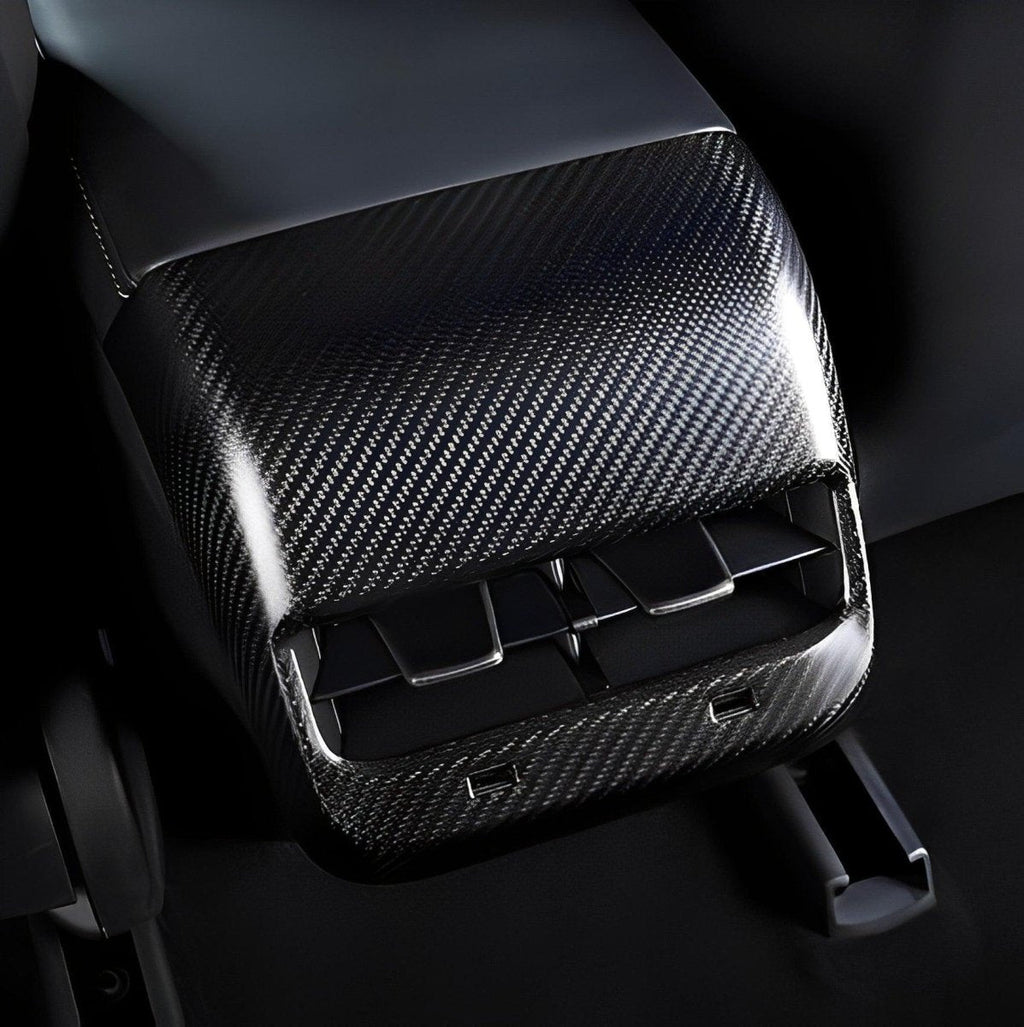 [Real Carbon Fiber] Model 3/Y Backseat Vent Overlay, Center Console Wrap Cover (2017-2023)